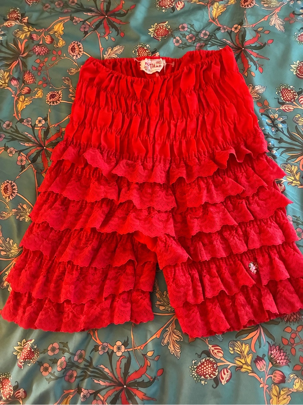 Women's Vintage Ruthad Red Ruffle Bloomers Shorts